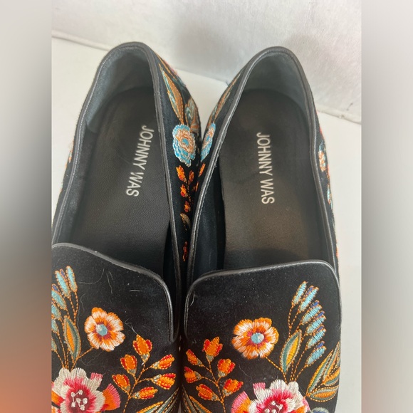 Johnny was Bianca loafers embroidered flowers suede flat shoes - Picture 4 of 11
